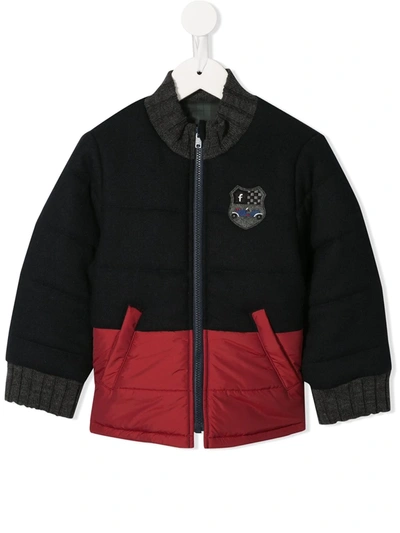 Familiar Kids' Two-tone Padded Jacket In Black