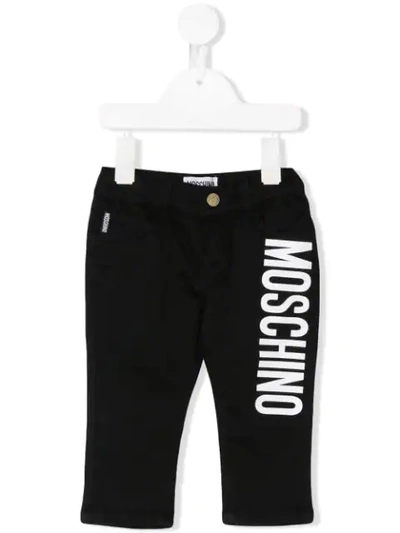 Moschino Babies' Logo Print Jeans In Black