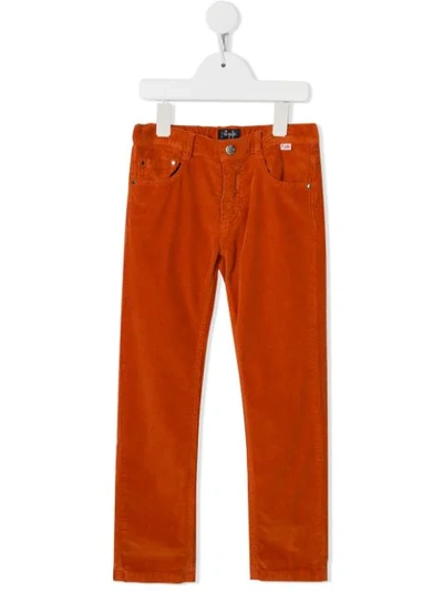 Il Gufo Kids' Corduroy Straight Trousers In Orange