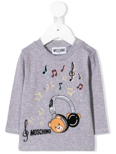 Moschino Babies' Toy Bear Jumper In Grey