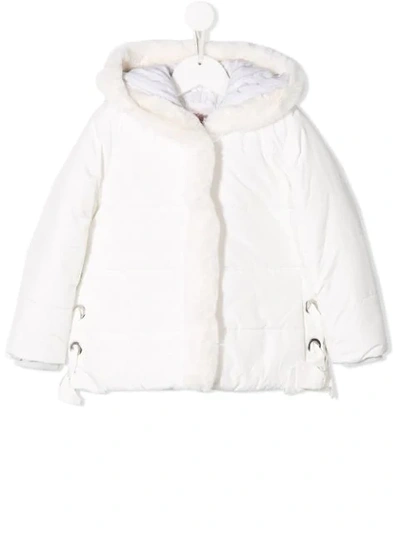 Lapin House Kids' Fur Hooded Jacket In White