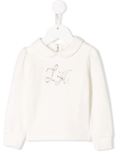 Lapin House Babies' Embellished Logo Jumper In White