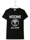 Moschino Teen Scribble Print T-shirt In Black