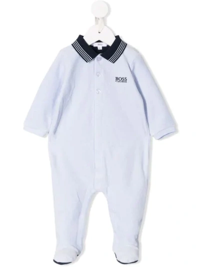 Hugo Boss Babies' Embroidered Logo Pyjama In Blue