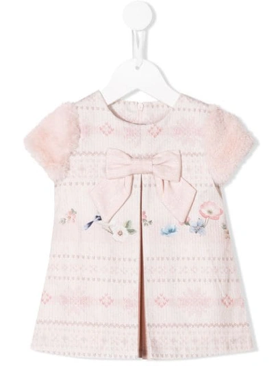 Lapin House Babies' Floral Knit Print Dress In Pink