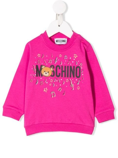 Moschino Babies' Logo Crew Neck Sweatshirt In Pink