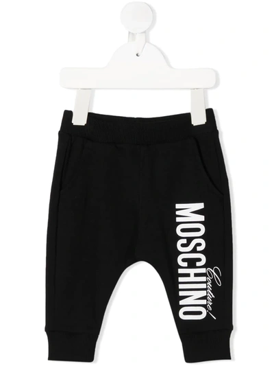Moschino Babies' Logo Print Tracksuit Bottoms In Nero