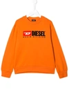 Diesel Kids' Logo Print Sweatshirt In Orange