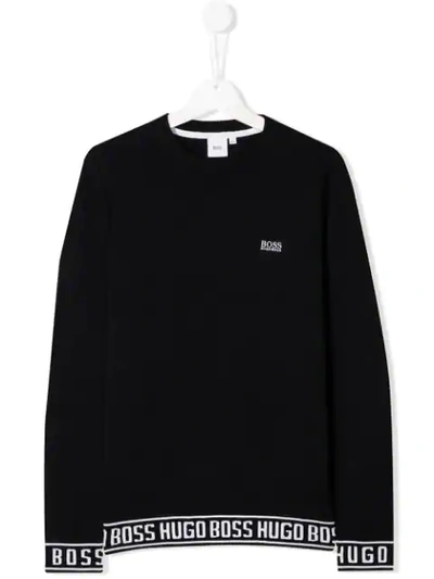 Hugo Boss Kids' Crew Neck Sweatshirt In Black