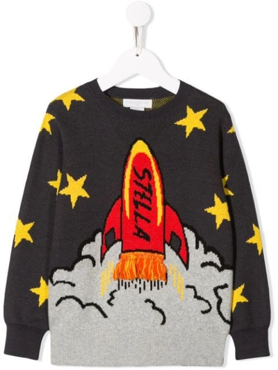 Stella Mccartney Kids' Rocket Ship Intarsia Jumper In Multicolor