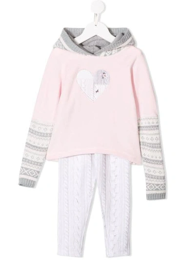Lapin House Kids' Heart Patch Tracksuit Set In Grey