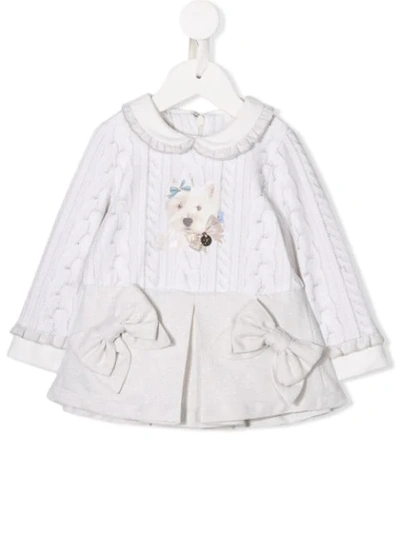 Lapin House Babies' Cable-knit Print Dress In White