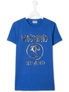 Moschino Teen Logo Printed T-shirt In Blue