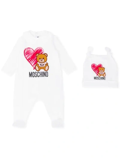 Moschino Teddybear Babygrow In White