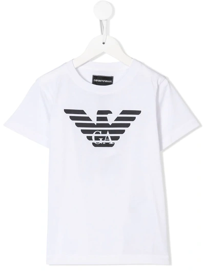 Emporio Armani Kids' Logo Print T-shirt In White