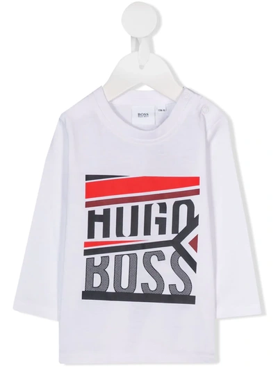 Hugo Boss Babies' Logo Print T-shirt In White