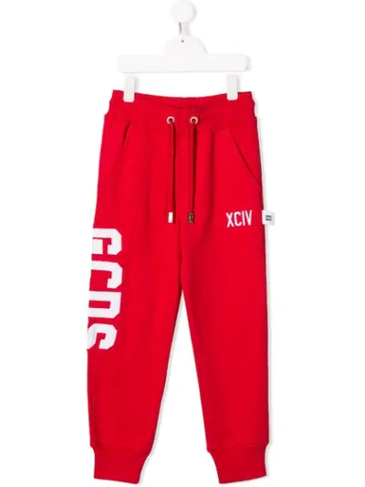 Gcds Kids' Embroidered Logo Sweatpants In Red