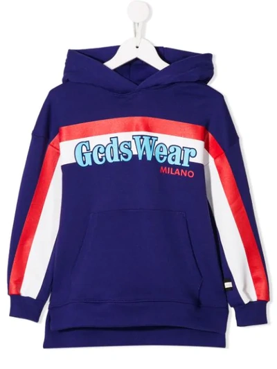 Gcds Kids' Printed Hooded Sweatshirt In Viola