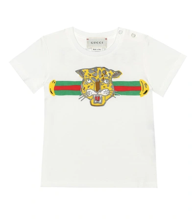 Gucci Babies' Archive Stripe Tiger-print T-shirt In White