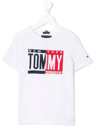 Tommy Hilfiger Junior Kids' Contrast Logo T-shirt In White