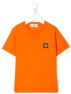 Stone Island Junior Kids' Logo Patch T-shirt In Orange