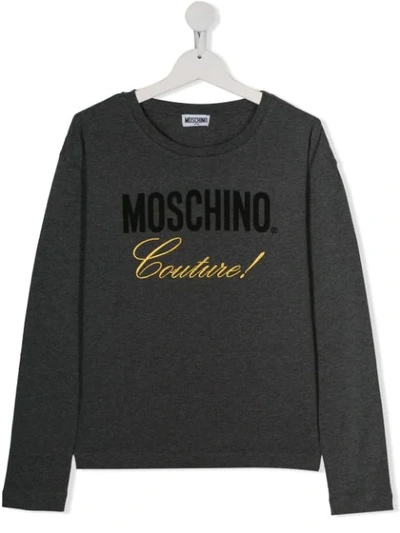 Moschino Kids' Contrast Logo T-shirt In Grey