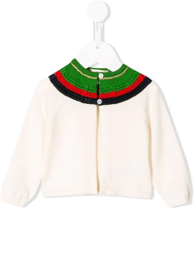 Gucci Babies' Chain Detail Cardigan In Bianco/multicolor
