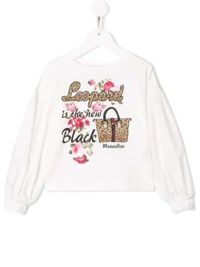 Monnalisa Kids' Leopard Is The New Black Sweatshirt In White
