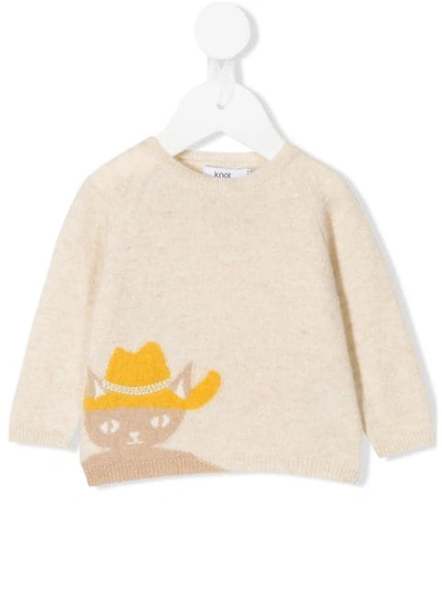 Knot Babies' Abigale The Cat Sweater In Neutrals
