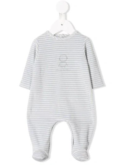Knot Babies' Striped Long-sleeve Bodysuit In Grey