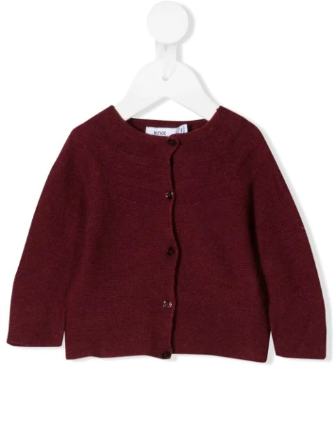 red fitted cardigan
