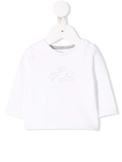 Knot Babies' Robot Print Top In White