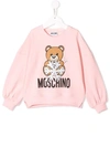 Moschino Kids' Teddybear Logo Print Sweatshirt In Pink