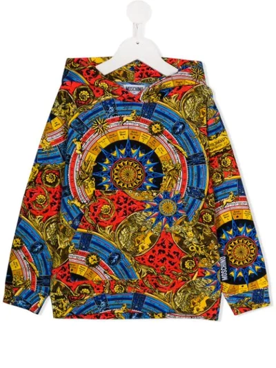Moschino Kids' Baroque Print Hoodie In Multicolor