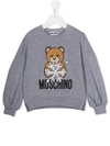 Moschino Kids' Teddy Bear Snowflake Sweatshirt In Grey