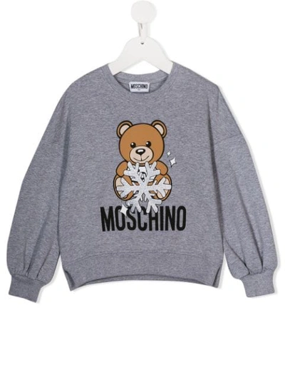 Moschino Kids' Teddy Bear Snowflake Sweatshirt In Grey