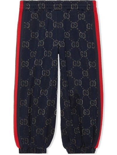 Gucci Kids' Monogram Pattern Jogging Trousers In Blue