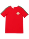 Gucci Kids' Gg Web Trim T-shirt In Red