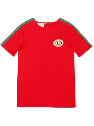 Gucci Kids' Gg Web Trim T-shirt In Red