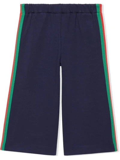 Gucci Kids' Web Straight-leg Jogging Trousers In Blue