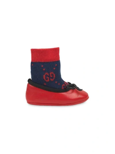 Gucci Babies' Gg Sock Ballet Flat Shoes In Red