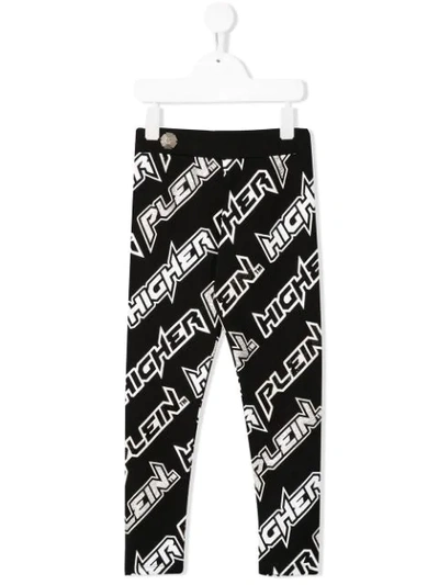 Philipp Plein Junior Kids' Space Plein Jogging Leggings In Black