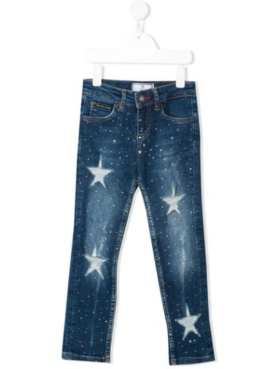 Philipp Plein Junior Kids' Star Trousers In Blue