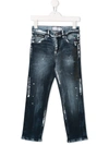 Philipp Plein Junior Kids' Paint Splatter Jeans In Blue