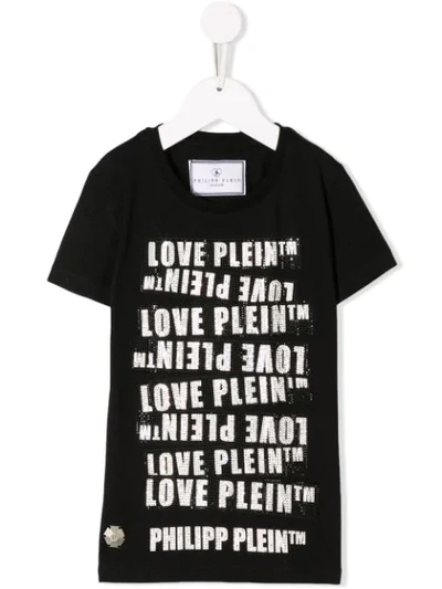 Philipp Plein Junior Kids' Round Neck Ss Philipp Plein Tm T-shirt In Black