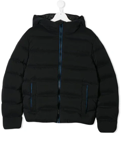 Herno Kids' Neon-zip Puffer Jacket In Blue