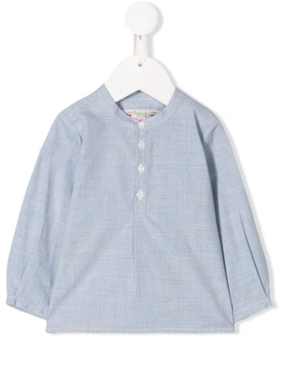 Bonpoint Babies' Band Collar Shirt In Blue