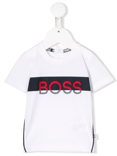 Hugo Boss Babies' Logo Print T-shirt In White