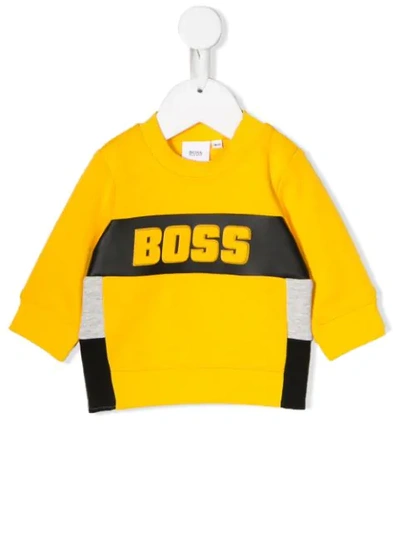 Hugo Boss Babies' Logo Print Sweatshirt In Yellow