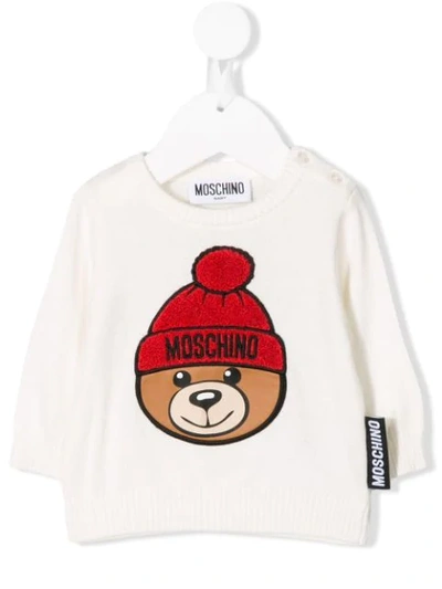 Moschino Babies' Embroidered Bear Jumper In White